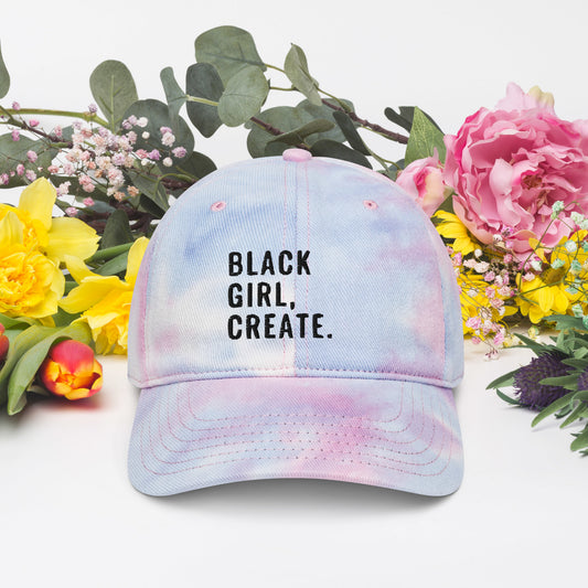 "Black Girl, Create" Cotton Candy Tie dye hat (Black Girl Creative Collection)
